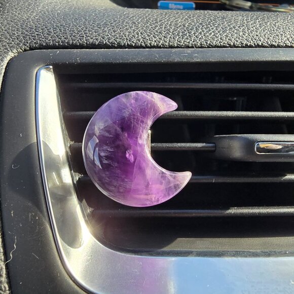 Amethyst Crystal Moon Vent Clip - Picture 2 of 8